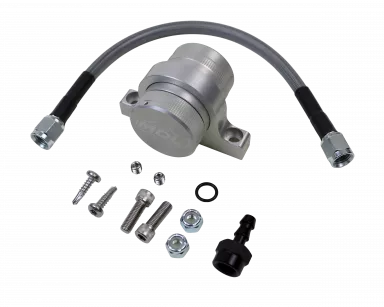 Reservoir & Bracket Kit, Machine Finish Billet Aluminum Clear Anodized, An4 Fitting End